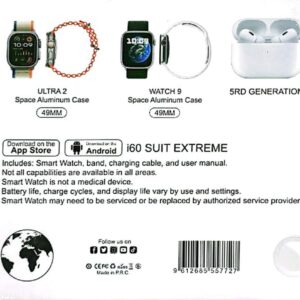 Affiche promotionnelle pour un ensemble de produits électroniques incluant des écouteurs sans fil, une montre intelligente Ultra 2, et une montre intelligente Watch 9. 12 en 1 set.